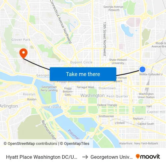Hyatt Place Washington DC/US Capitol to Georgetown University map