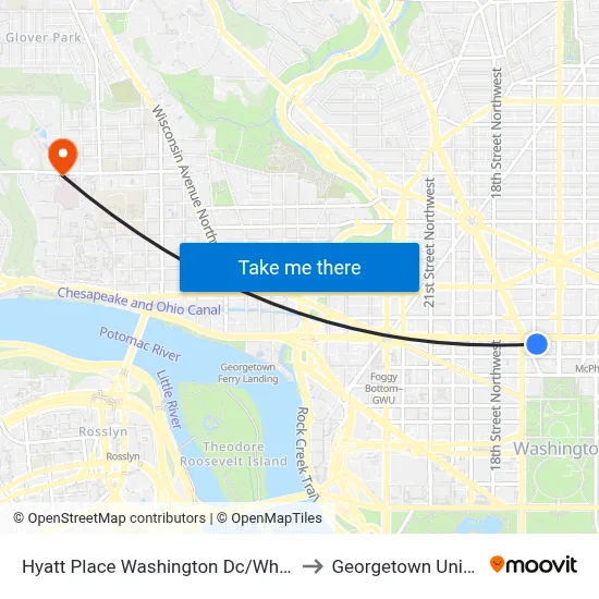 Hyatt Place Washington Dc/White House to Georgetown University map