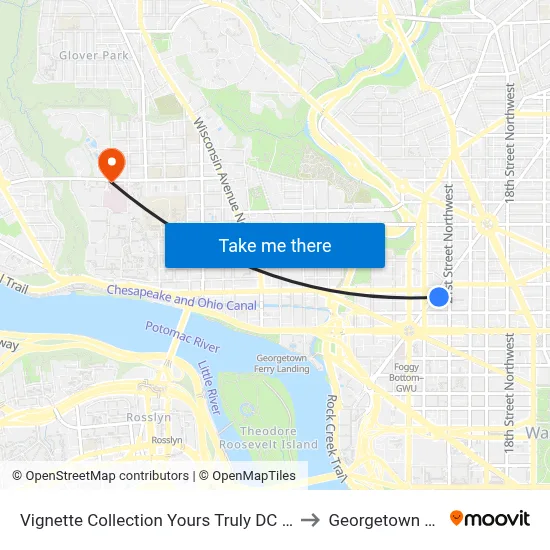 Vignette Collection Yours Truly DC by IHG, Washington to Georgetown University map