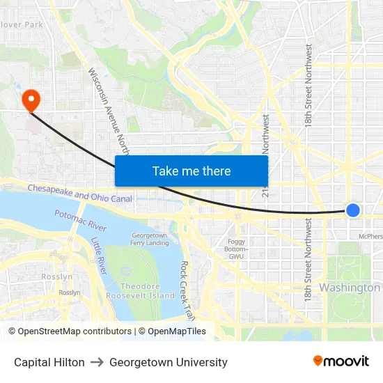 Capital Hilton to Georgetown University map