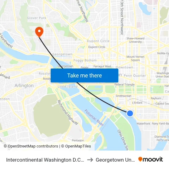 Intercontinental Washington D.C. - the Wharf to Georgetown University map