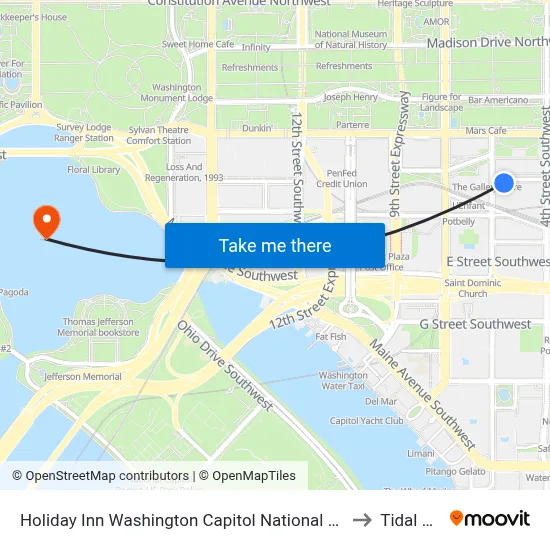 Holiday Inn Washington Capitol National Mall an IHG Hotel to Tidal Basin map