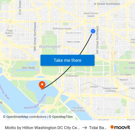 Motto by Hilton Washington DC City Center to Tidal Basin map