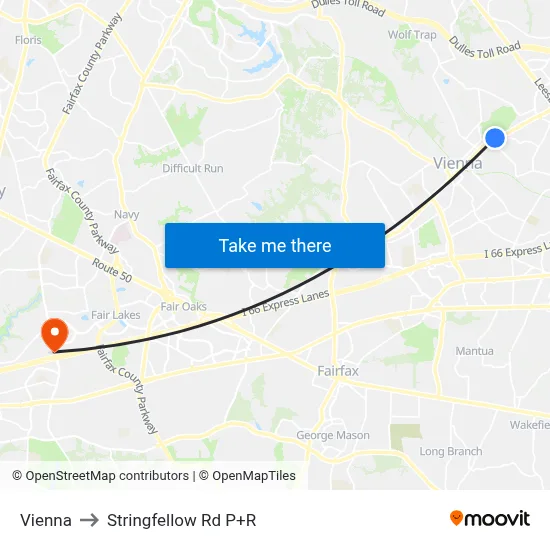 Vienna to Stringfellow Rd P+R map