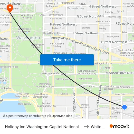 Holiday Inn Washington Capitol National Mall an IHG Hotel to White House map