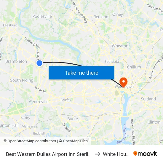 Best Western Dulles Airport Inn Sterling to White House map