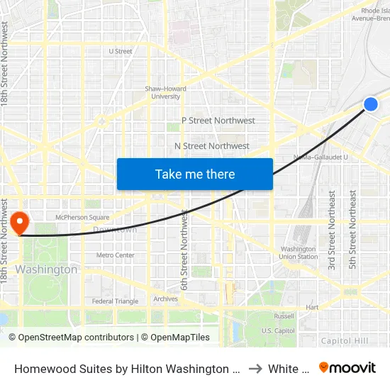Homewood Suites by Hilton Washington DC NoMa Union Station to White House map