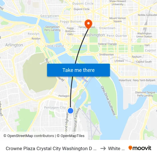 Crowne Plaza Crystal City Washington D C an IHG Hotel Arlington to White House map