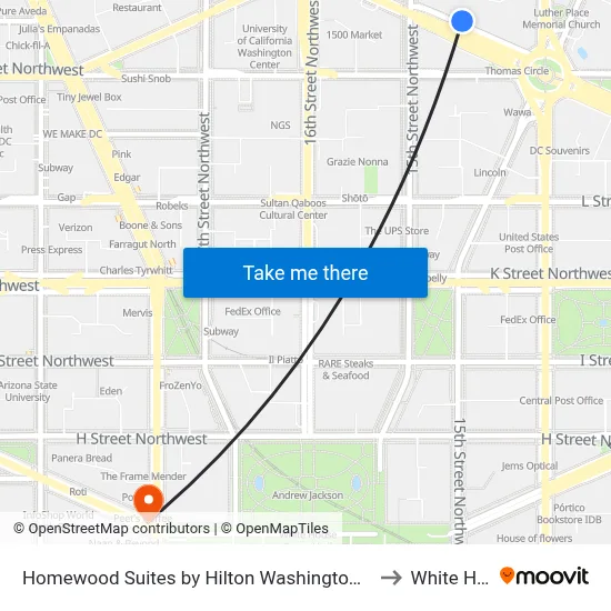 Homewood Suites by Hilton Washington D C Downtown to White House map