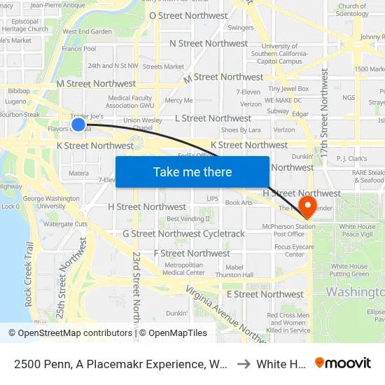 2500 Penn, A Placemakr Experience, Washington, Dc to White House map