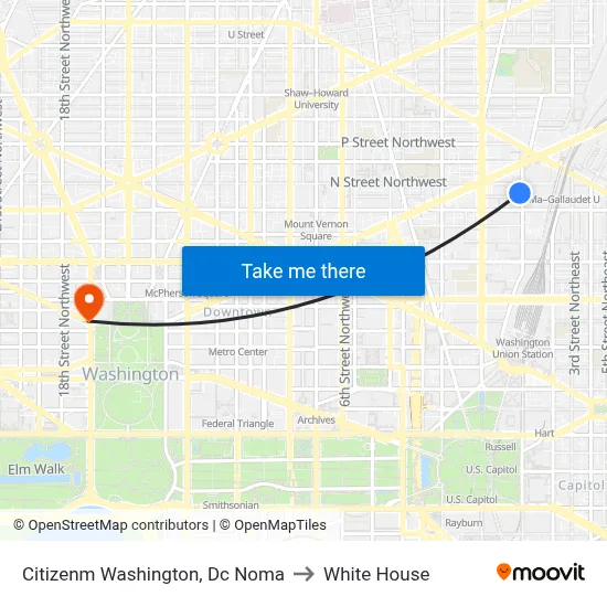 Citizenm Washington, Dc Noma to White House map