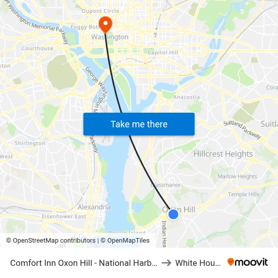 Comfort Inn Oxon Hill - National Harbor to White House map