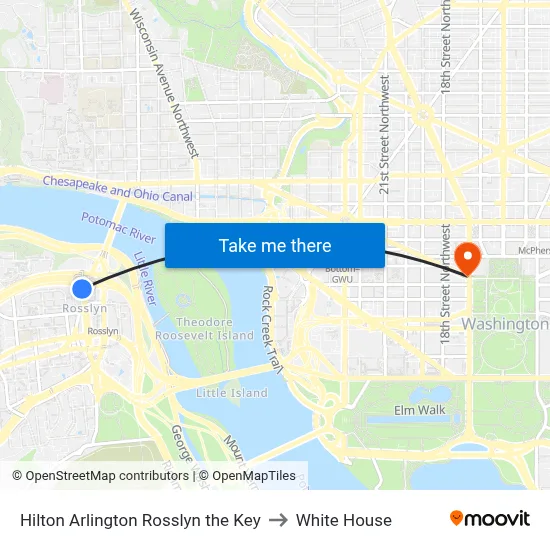 Hilton Arlington Rosslyn the Key to White House map