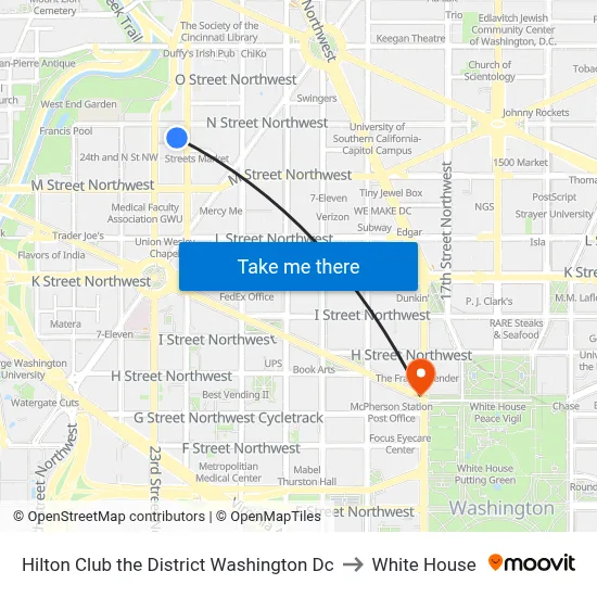 Hilton Club the District Washington Dc to White House map