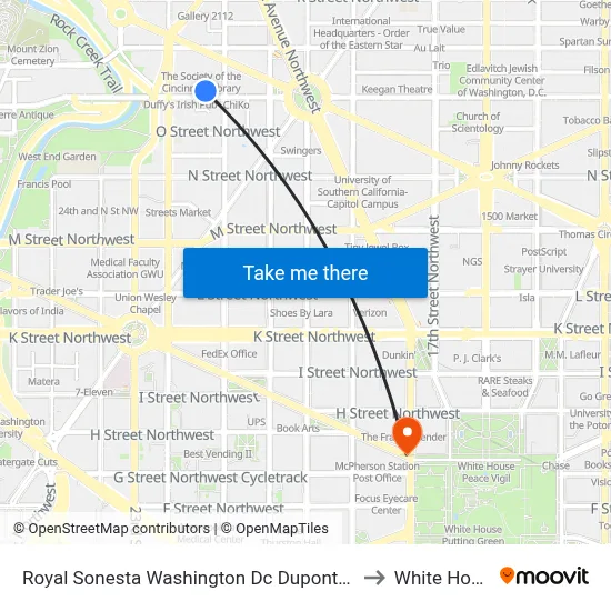 Royal Sonesta Washington Dc Dupont Circle to White House map