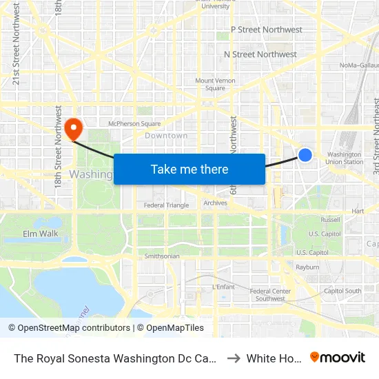 The Royal Sonesta Washington Dc Capitol Hill to White House map