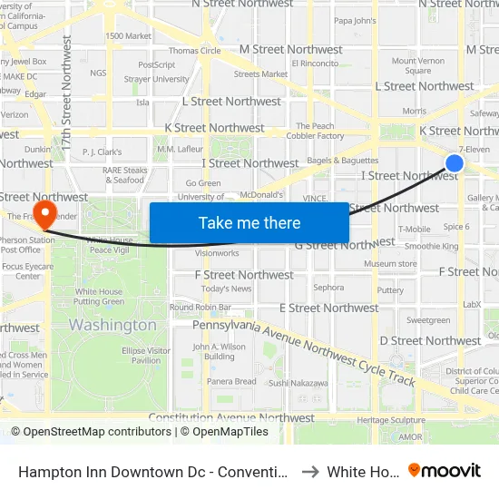 Hampton Inn Downtown Dc - Convention Center to White House map