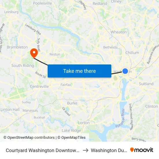Courtyard Washington Downtown/Convention Center to Washington Dulles Airport map