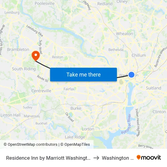 Residence Inn by Marriott Washington Downtown/Convention Center to Washington Dulles Airport map