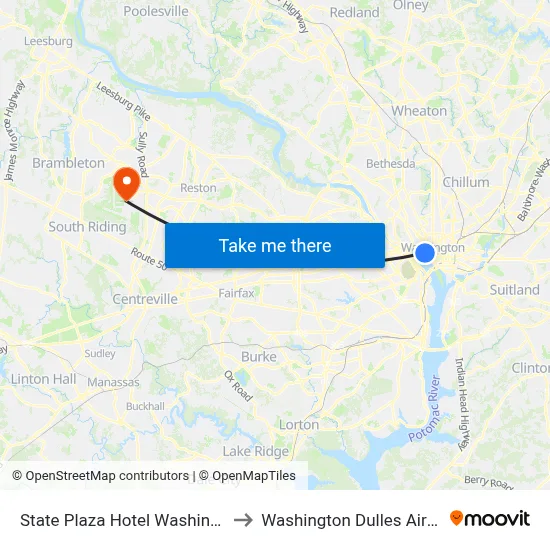 State Plaza Hotel Washington to Washington Dulles Airport map