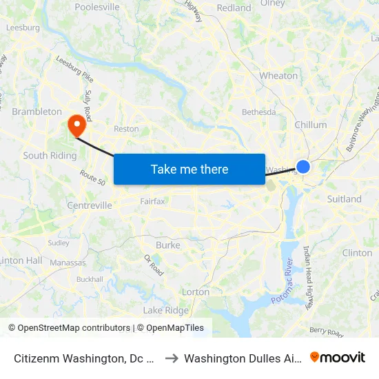 Citizenm Washington, Dc Noma to Washington Dulles Airport map
