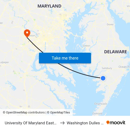 University Of Maryland Eastern Shore to Washington Dulles Airport map