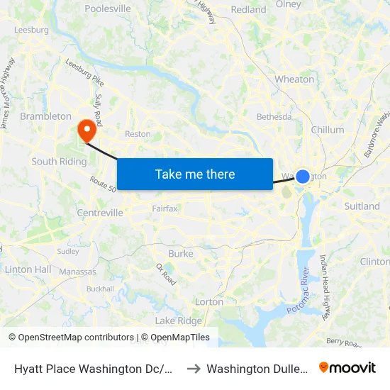 Hyatt Place Washington Dc/White House to Washington Dulles Airport map