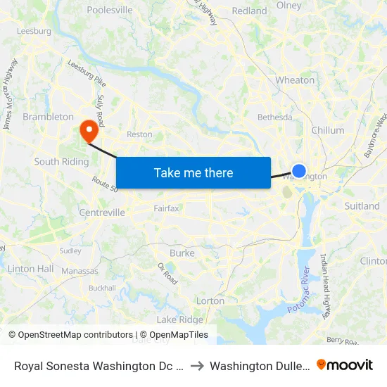 Royal Sonesta Washington Dc Dupont Circle to Washington Dulles Airport map
