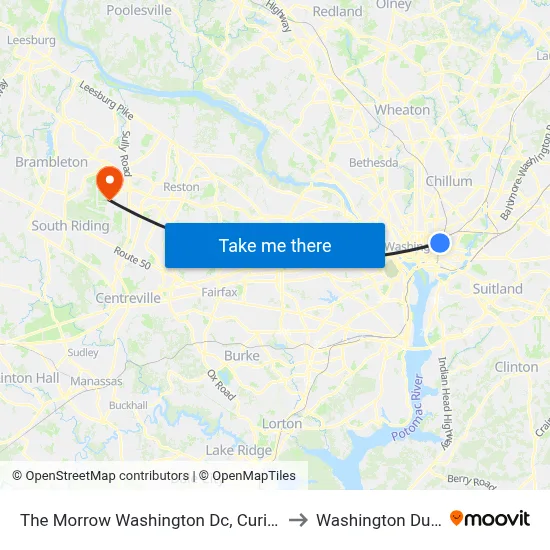 The Morrow Washington Dc, Curio Collection by Hilton to Washington Dulles Airport map