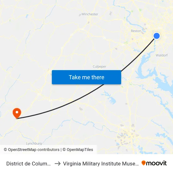 District de Columbia to Virginia Military Institute Museum map