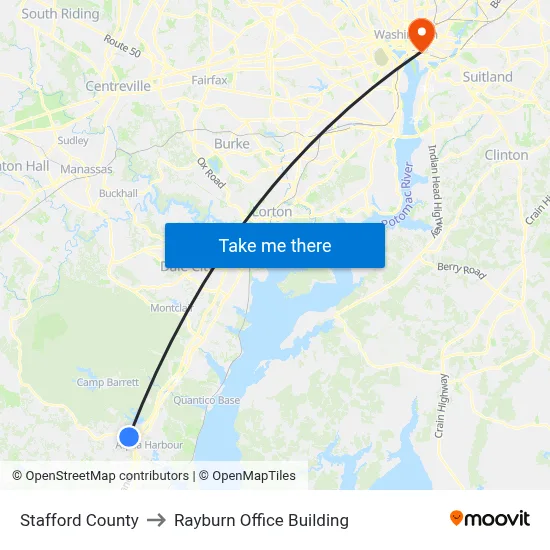 Stafford County to Rayburn Office Building map