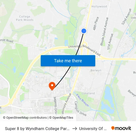 Super 8 by Wyndham College Park Wash DC Area to University Of Maryland map