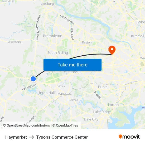 Haymarket to Tysons Commerce Center map