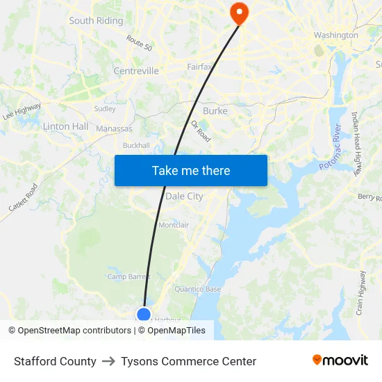 Stafford County to Tysons Commerce Center map