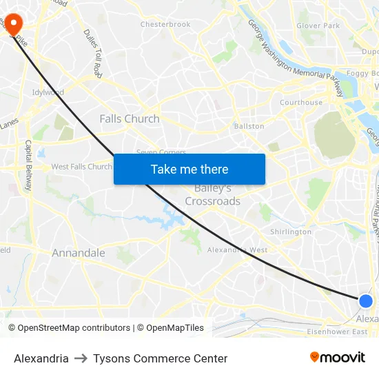 Alexandria to Tysons Commerce Center map
