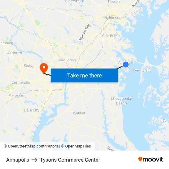 Annapolis to Tysons Commerce Center map
