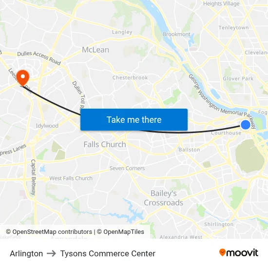 Arlington to Tysons Commerce Center map