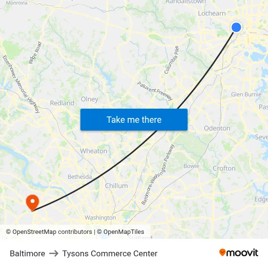 Baltimore to Tysons Commerce Center map
