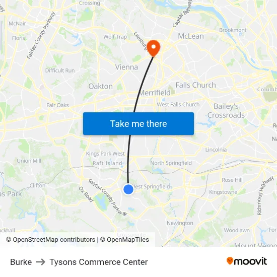 Burke to Tysons Commerce Center map