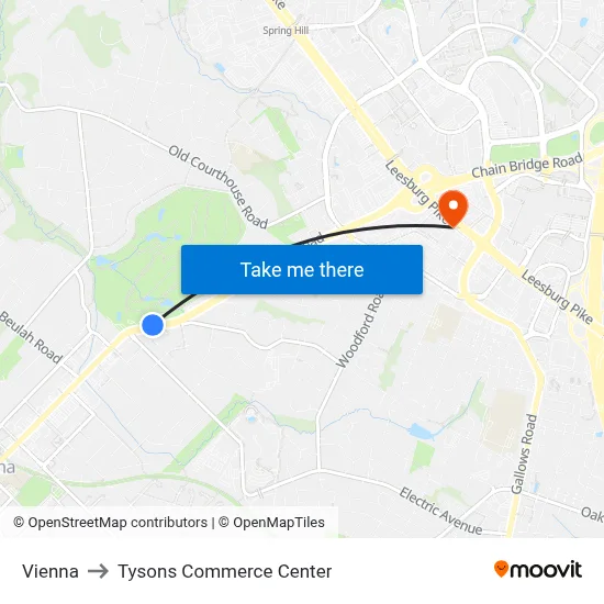 Vienna to Tysons Commerce Center map