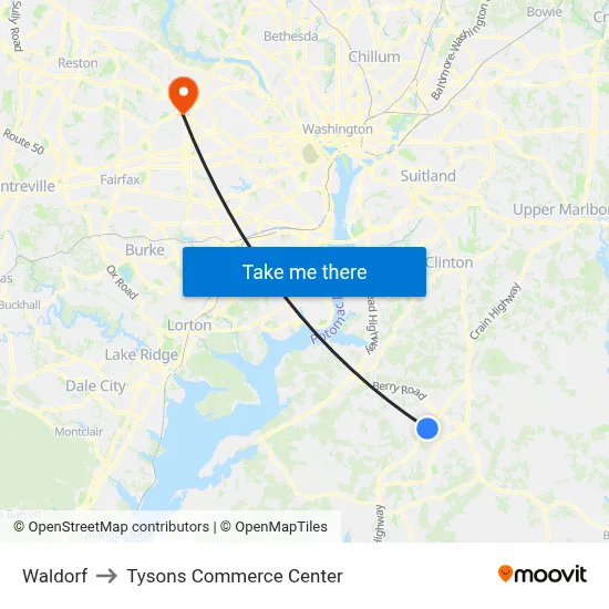 Waldorf to Tysons Commerce Center map