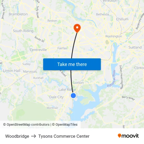 Woodbridge to Tysons Commerce Center map