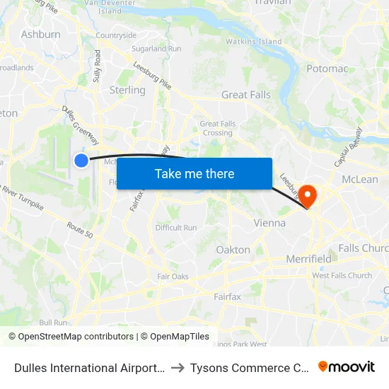 Dulles International Airport (Iad) to Tysons Commerce Center map