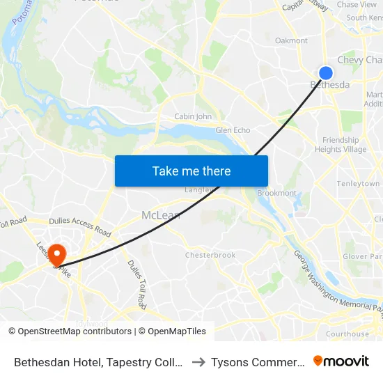 Bethesdan Hotel, Tapestry Collection by Hilton to Tysons Commerce Center map