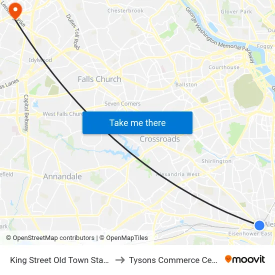King Street Old Town Station to Tysons Commerce Center map