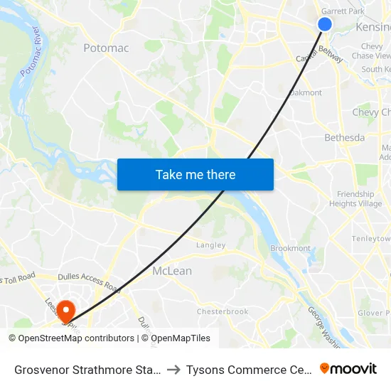 Grosvenor Strathmore Station to Tysons Commerce Center map