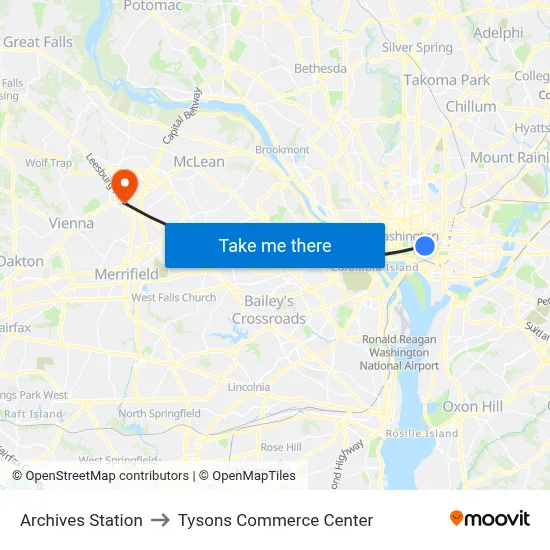 Archives Station to Tysons Commerce Center map