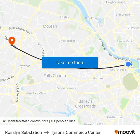 Rosslyn Substation to Tysons Commerce Center map