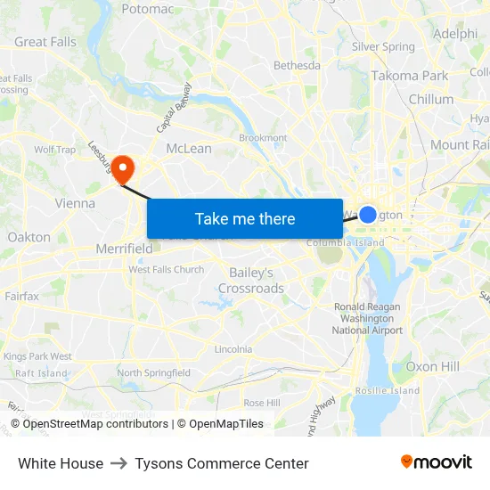 White House to Tysons Commerce Center map