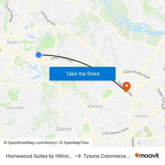 Homewood Suites by Hilton Reston to Tysons Commerce Center map